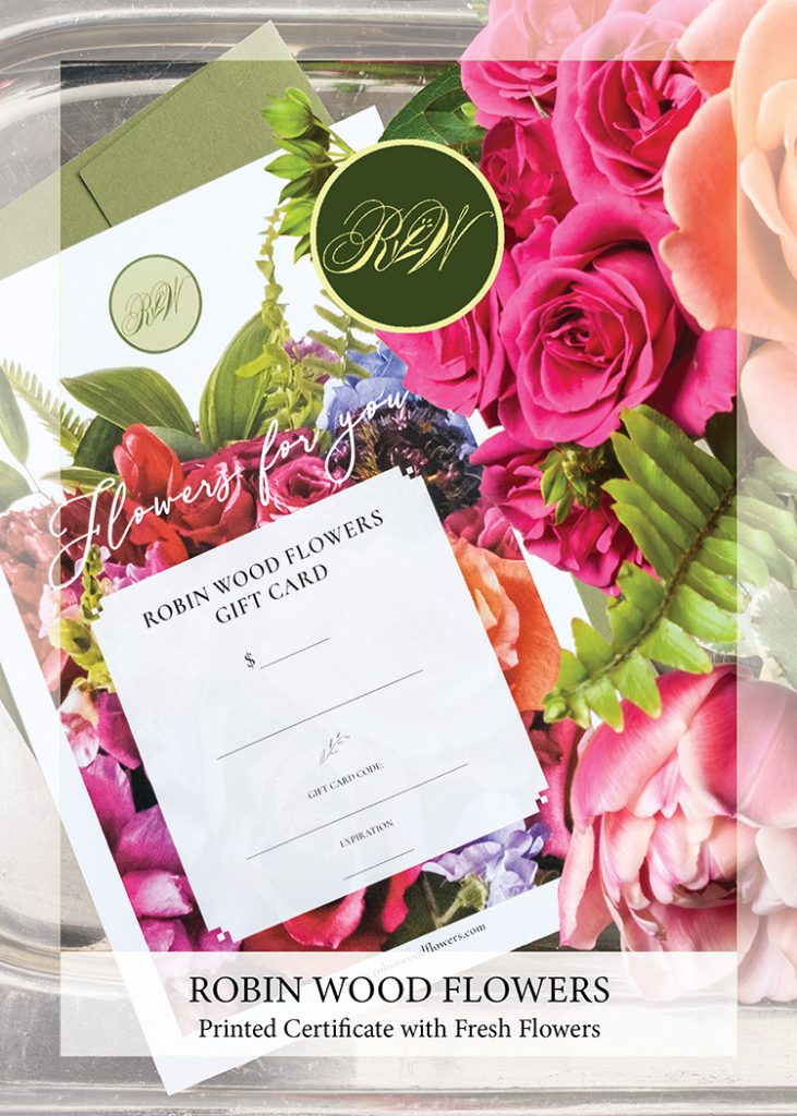 Printed Certificate& Fresh Flowers Robin Wood Flowers