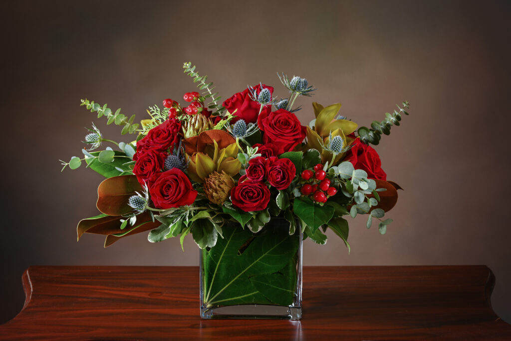 DARCEY Rich Holiday Color in Sage, Silvery Blue, Evergreens, Orchids